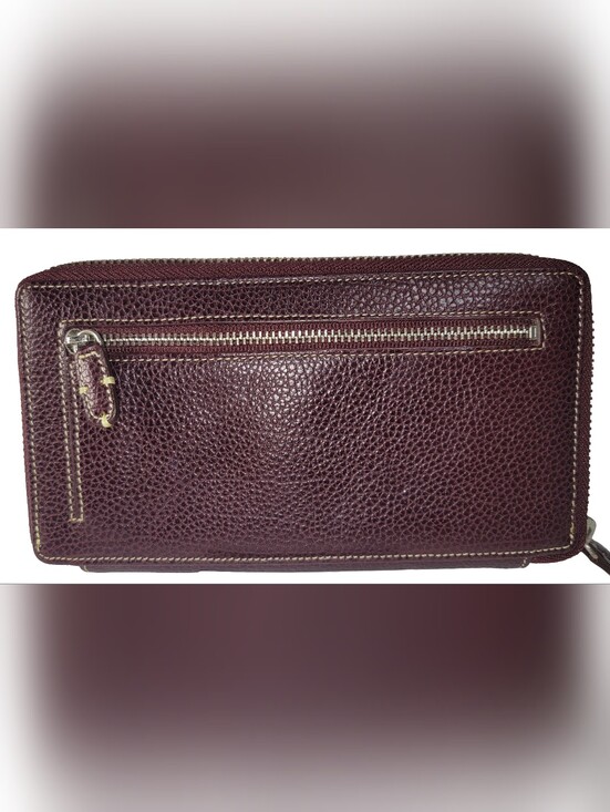 Tusk Handbags - TUSK Women's Zip-Around Wallet Burgundy/Red Zipper Pocket Coin & Credit Card